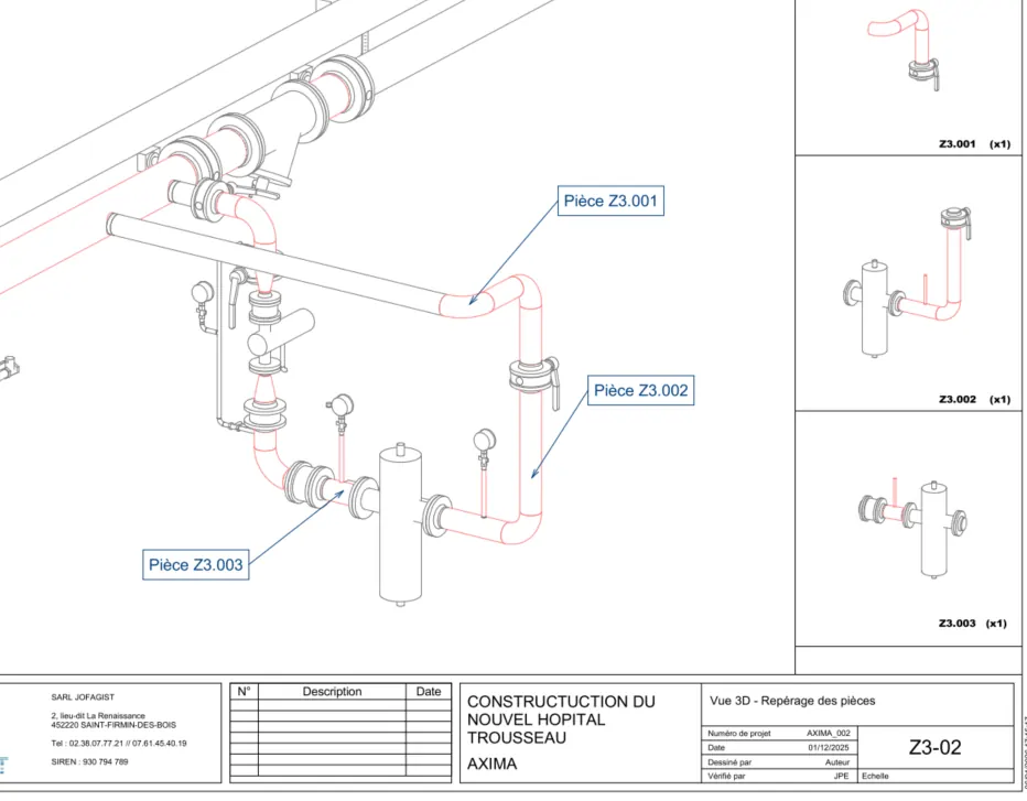 Plan technique JOFAGIST pour un chantier hospitalier