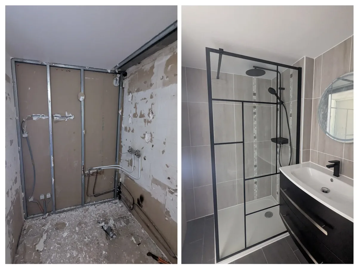 Salle de bains avant et après rénovation par JOFAGIST