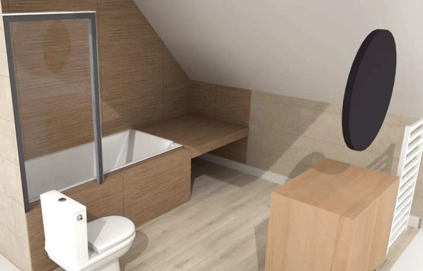 Plan 3D d'une salle de bains conçue par JOFAGIST